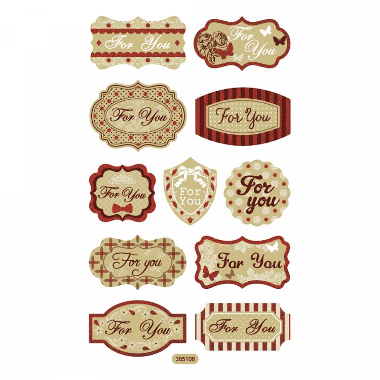 Set Craft Paper Stickers, 8 Sheets, 10X16 cm, VINTAGE