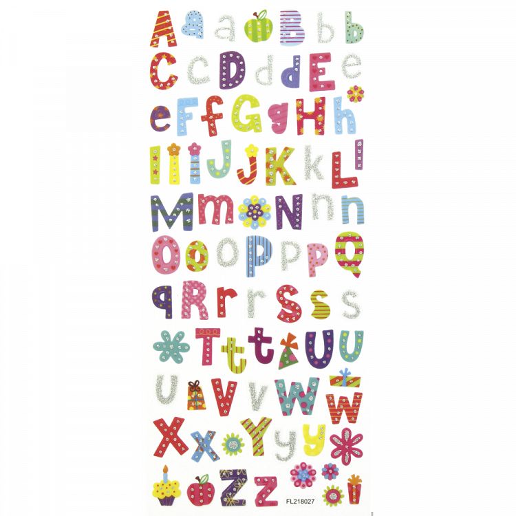 Set Glitter Stickers, 5 Sheets, 10X23 cm, DECODREAMS