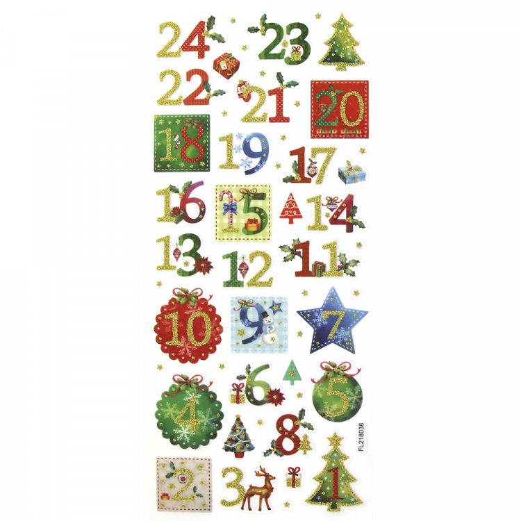 Σετ Αυτοκόλλητα με Γκλίτερ, 5 Φύλλα 10X23 εκ, CHRISTMAS