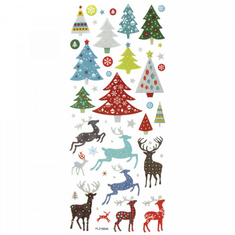 Σετ Αυτοκόλλητα με Γκλίτερ, 5 Φύλλα 10X23 εκ, CHRISTMAS