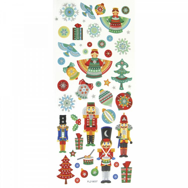 Σετ Αυτοκόλλητα με Γκλίτερ, 5 Φύλλα 10X23 εκ, CHRISTMAS