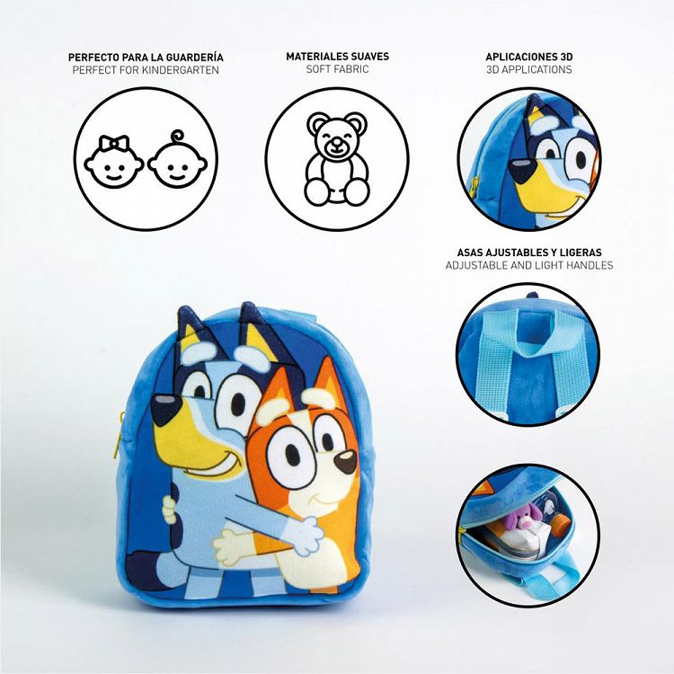 Plush Kindergarten Backpack 22cm BLUEY Blue