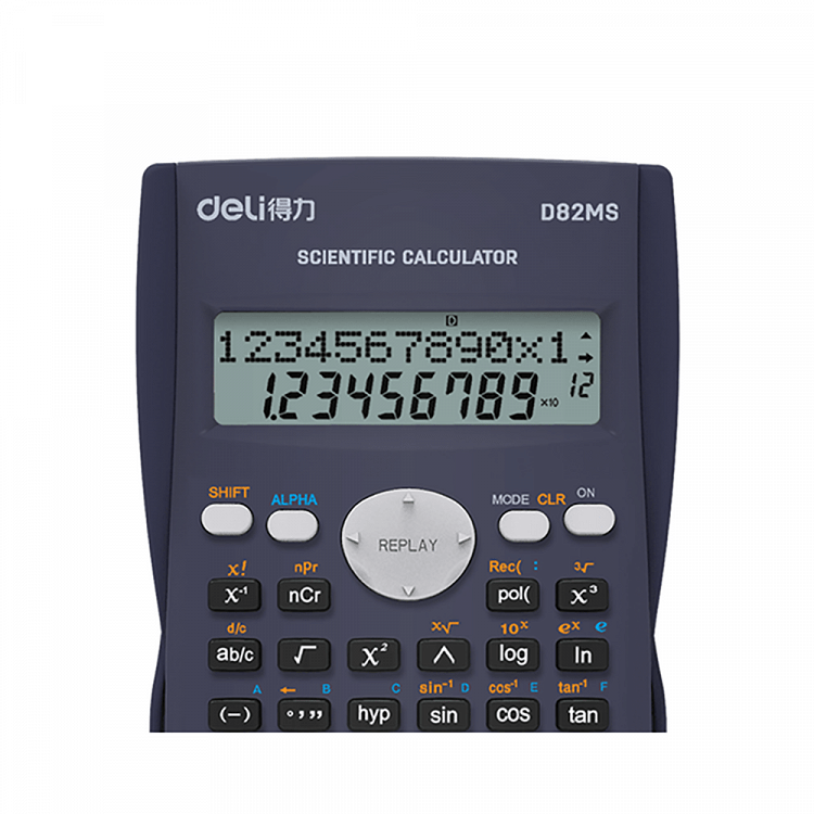 DELI D82MS 12 Digit Scientific Calculator 16x9x2cm Dark Gray