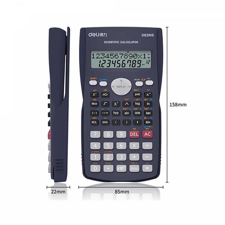 DELI D82MS 12 Digit Scientific Calculator 16x9x2cm Dark Gray