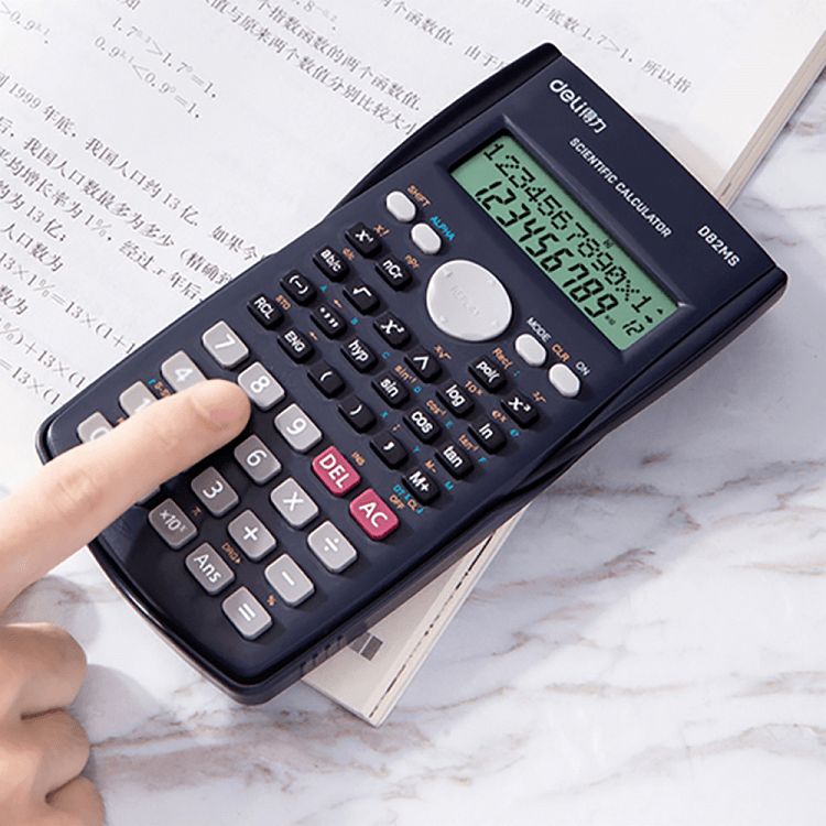 DELI D82MS 12 Digit Scientific Calculator 16x9x2cm Dark Gray