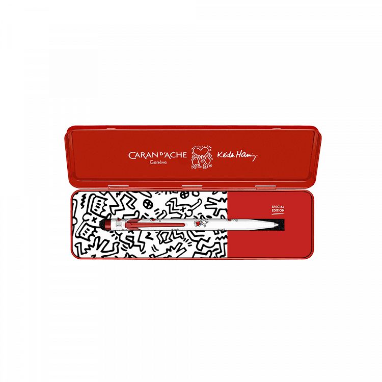 Λευκό Μεταλλικό Ball pen σε Μεταλλικό Κουτί, CDA KEITH HARING Μαύρο μελ. 1.00mm