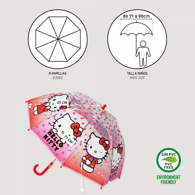 Ομπρέλα Φούσκα PVC 45εκ με άνοιγμα 71εκ HELLO KITTY