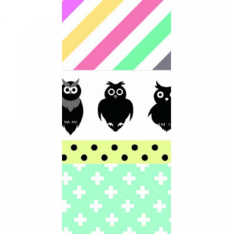 Washi Lace Tape, 4pcs set, Owls