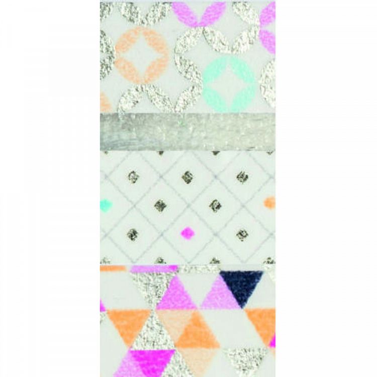 Washi Lace Tape, 4pcs set, Silverfoil 
