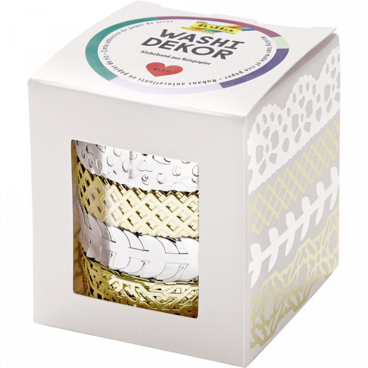 Washi Lace Tape, 4pcs set, HOTFOIL Silver / Gold