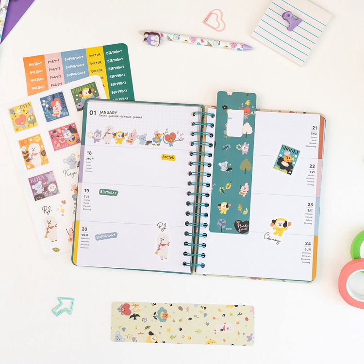 Hardcover Wire-O School Week to View Agenda 12 Months 2026/2027 15X21cm BT21