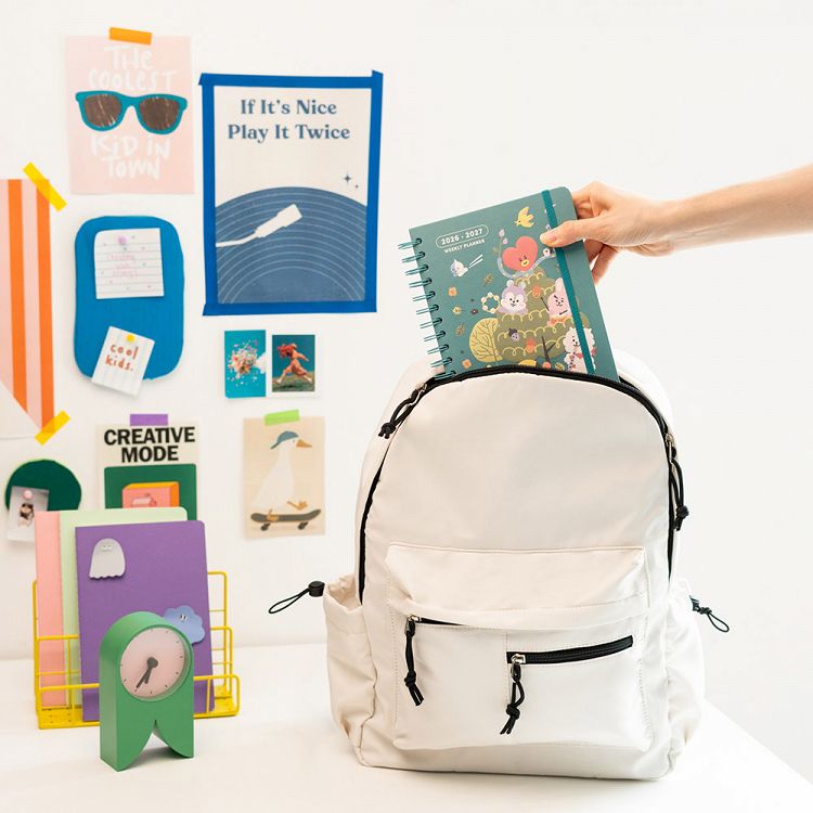 Hardcover Wire-O School Week to View Agenda 12 Months 2026/2027 15X21cm BT21