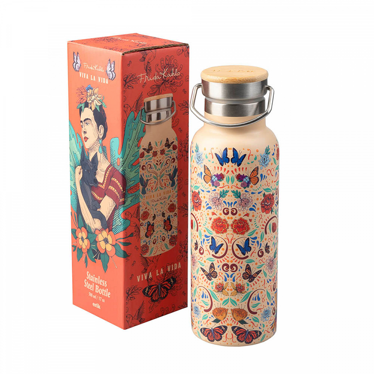 Metallic Bottle with Handle 500ml FRIDA KAHLO Viva la Vida