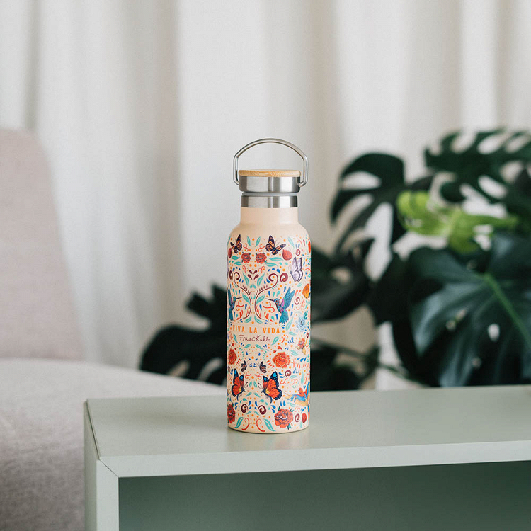 Metallic Bottle with Handle 500ml FRIDA KAHLO Viva la Vida
