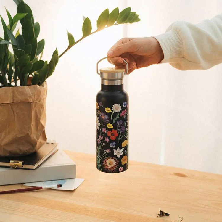 Μεταλλικό Μπουκάλι Θερμός με Λαβή 500ml SLEEPLESS GARDEN