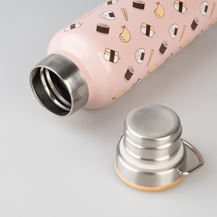 Metallic Bottle Thermos with Handle 500ml PUSHEEN Sushi Roll