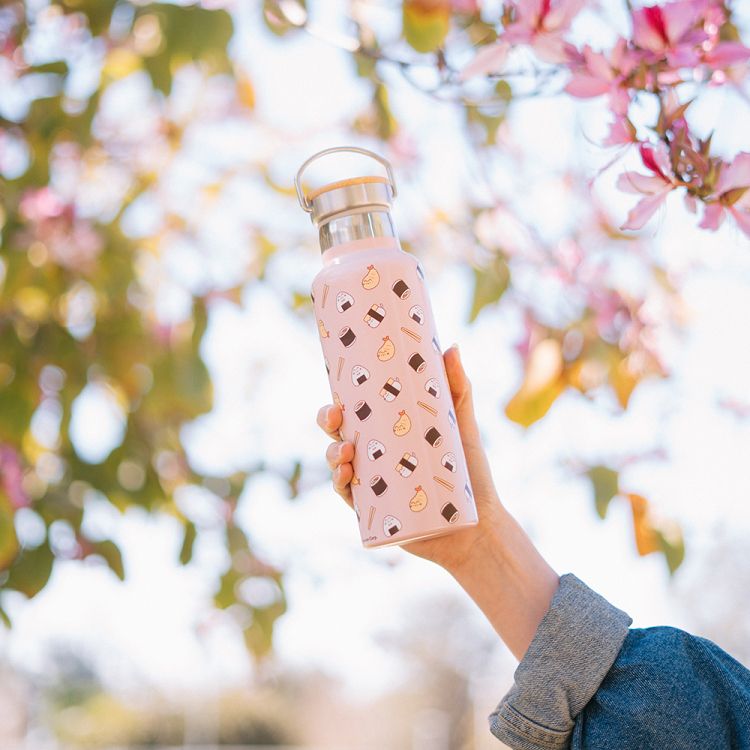Metallic Bottle Thermos with Handle 500ml PUSHEEN Sushi Roll