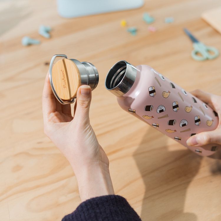 Metallic Bottle Thermos with Handle 500ml PUSHEEN Sushi Roll