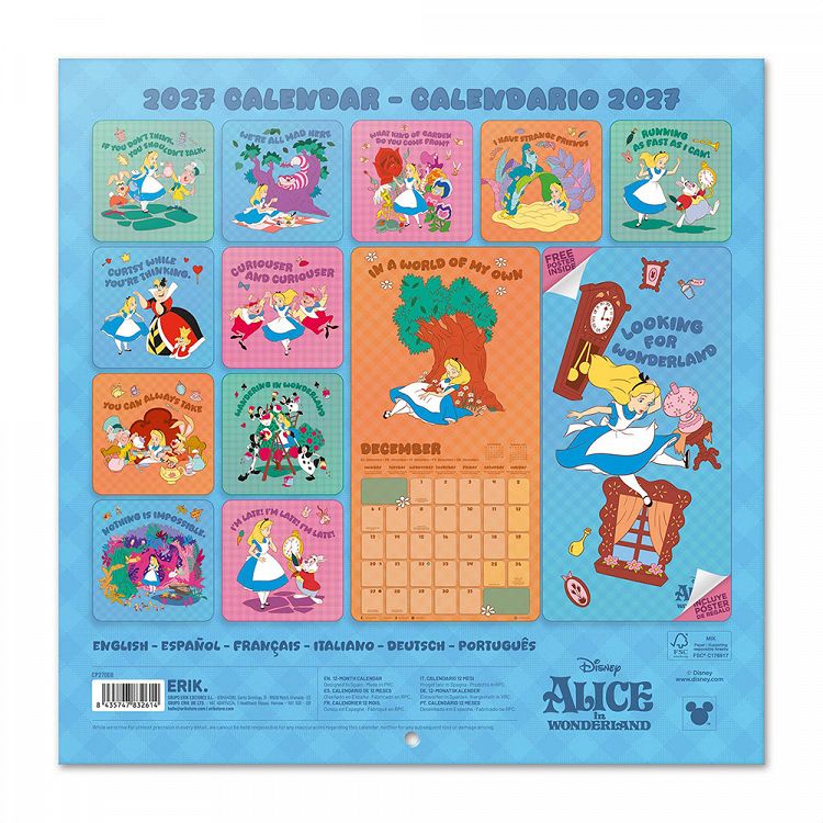 Ημερολόγιο Τοίχου 16 Μηνών 2027 30X30εκ DISNEY ALICE IN WONDERLAND