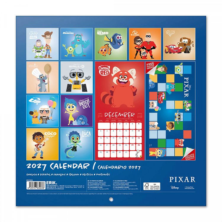Ημερολόγιο Τοίχου 16 Μηνών 2027 30X30εκ DISNEY PIXAR