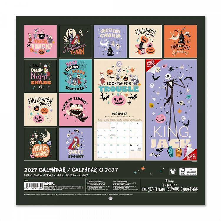 Ημερολόγιο Τοίχου 16 Μηνών 2027 30X30εκ DISNEY THE NIGHTMARE BEFORE CHRISTMAS