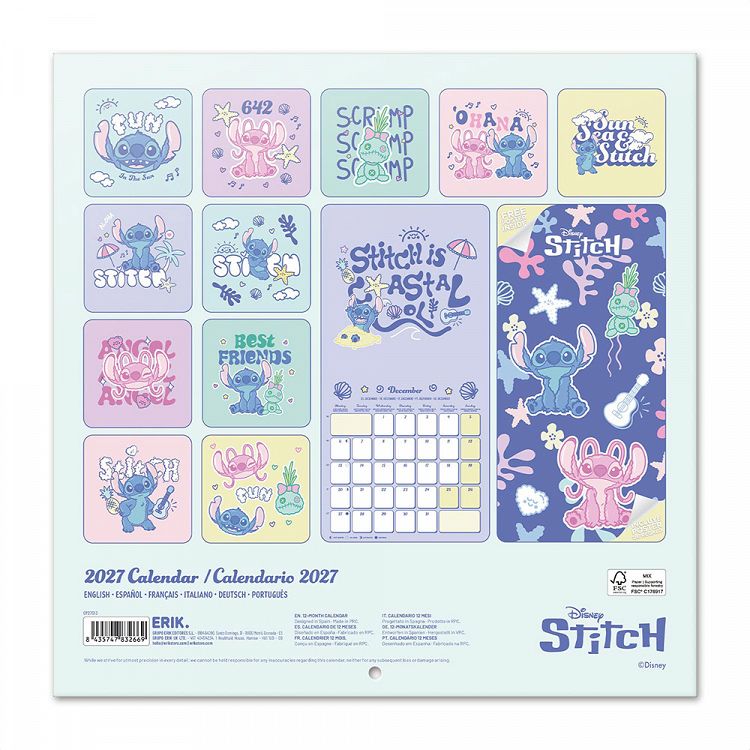 Ημερολόγιο Τοίχου 16 Μηνών 2027 30X30εκ DISNEY STITCH