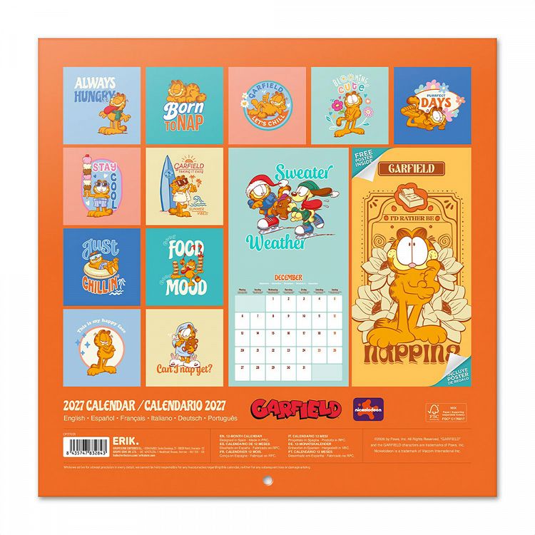 Ημερολόγιο Τοίχου 16 Μηνών 2027 30X30εκ GARFIELD