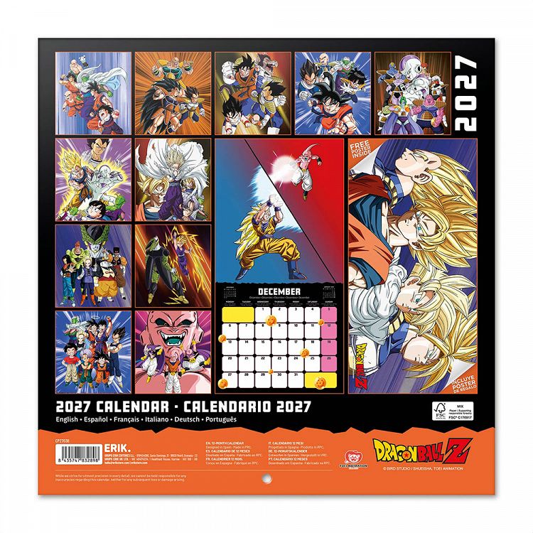 Ημερολόγιο Τοίχου 16 Μηνών 2027 30X30εκ DRAGON BALL