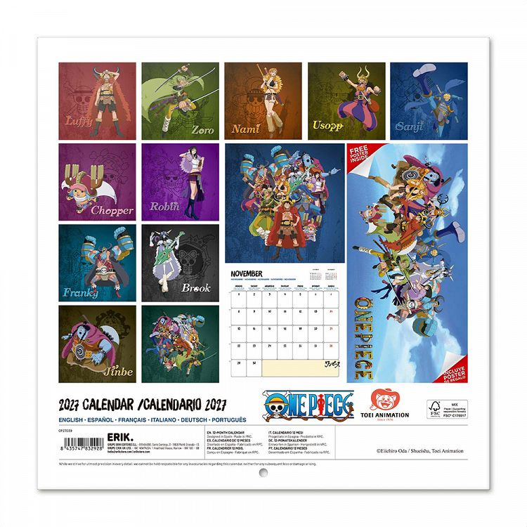 Wall Calendar 2027 30X30cm ONE PIECE Elbaph