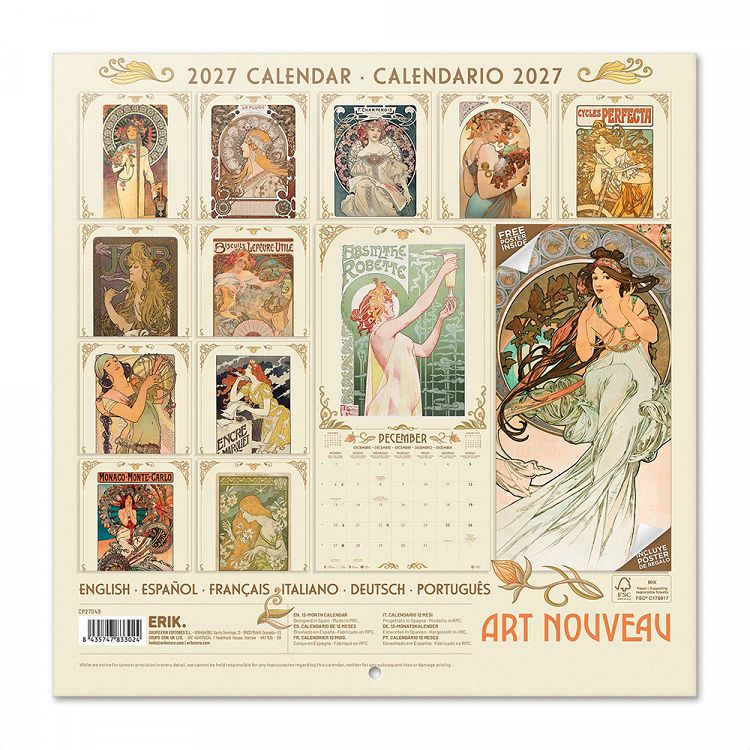 Ημερολόγιο Τοίχου 16 Μηνών 2027 30X30εκ ART NOUVEAU