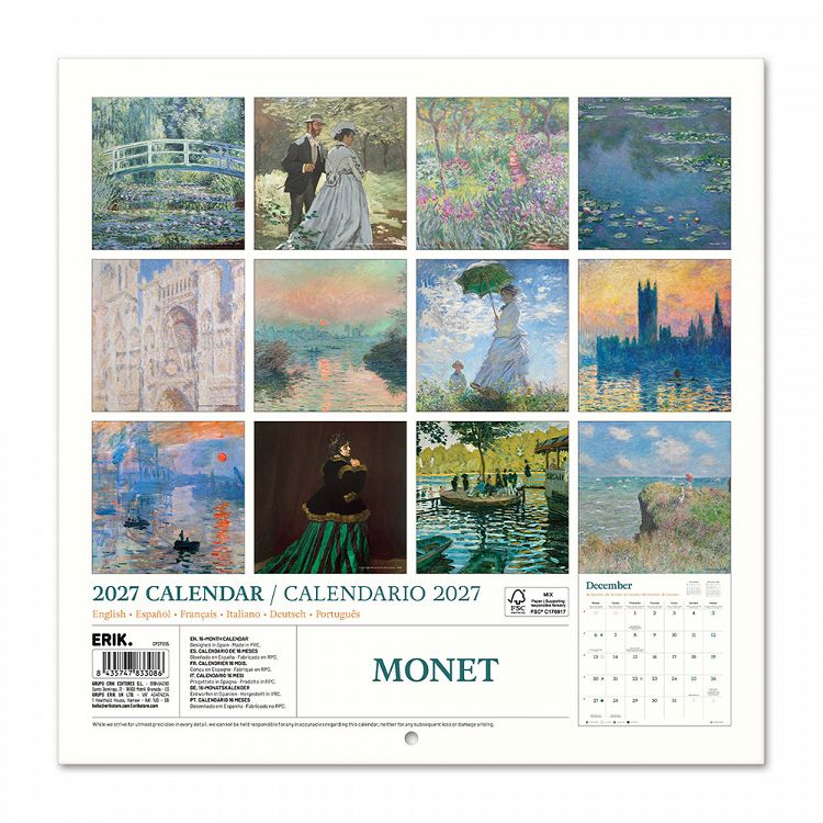 Ημερολόγιο Τοίχου 16 Μηνών 2027 30X30εκ MONET
