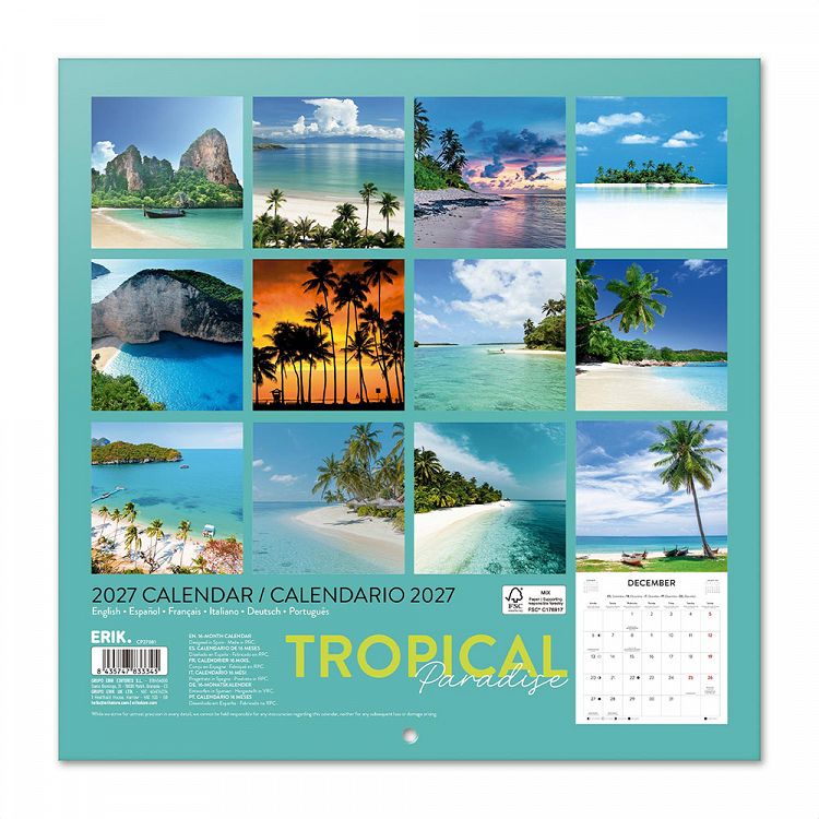 Ημερολόγιο Τοίχου 16 Μηνών 2027 30X30εκ TROPICAL PARADISE
