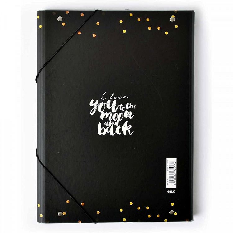 Κουτί σκληρό, 3cm ράχη, με Λάστιχο A4 GLITTER I Love You to the Moon and Back