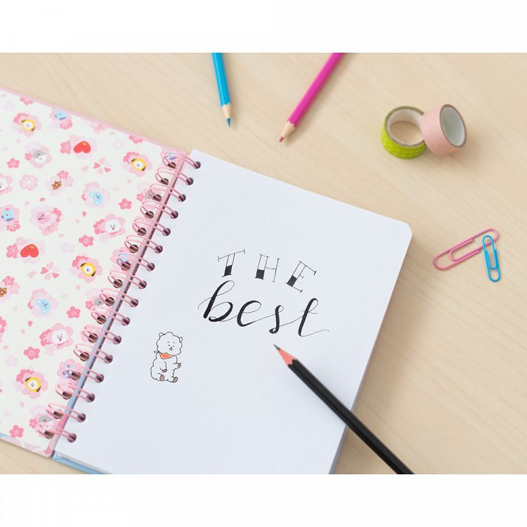 Notebook Hardcover Spiral Bullets A5/15X21 BT21 Cherry Blossom