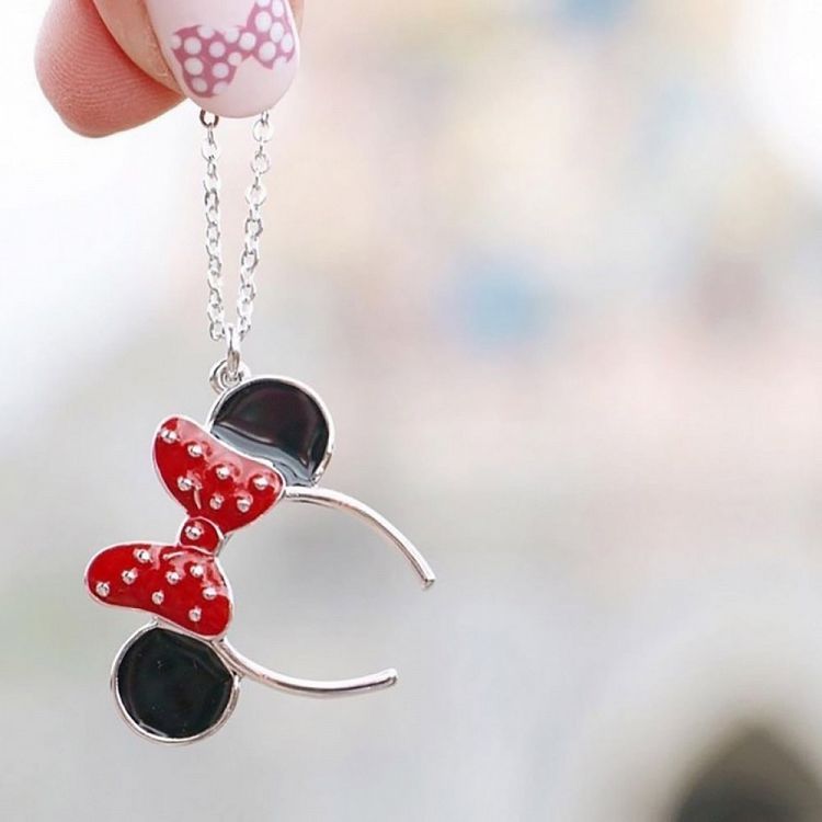 Αλυσίδα με Κρεμαστό 4εκ από Λευκόχρυσο 14kt DISNEY Minnie Mouse