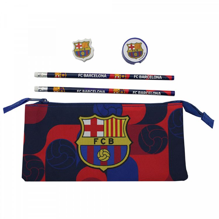 Stationeries Set Triple Pencil Case FC BARCELONA