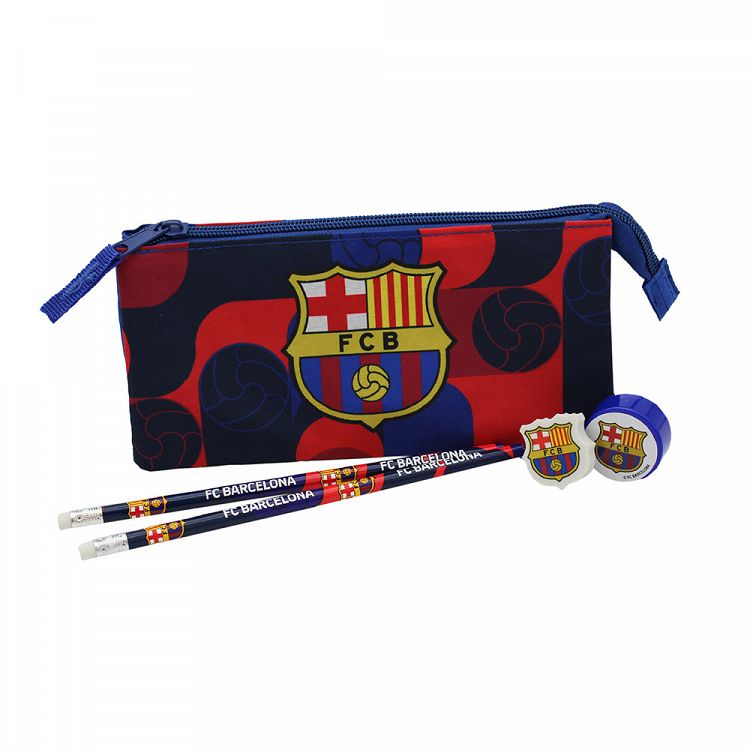Stationeries Set Triple Pencil Case FC BARCELONA