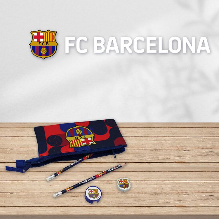 Stationeries Set Triple Pencil Case FC BARCELONA