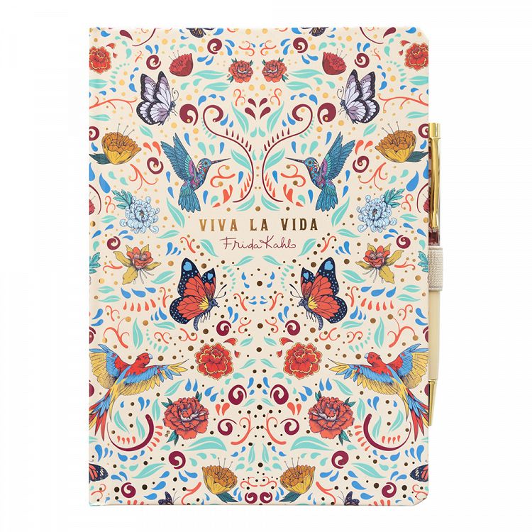 Premium Notebook A5 with 96sh of 100gr and Pen FRIDA KAHLO Viva La Vida