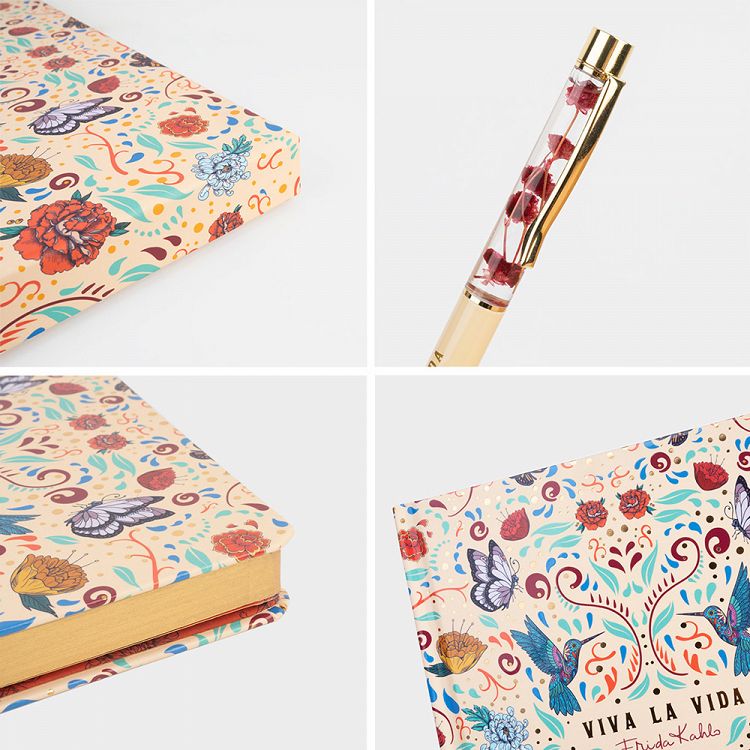 Premium Notebook A5 with 96sh of 100gr and Pen FRIDA KAHLO Viva La Vida