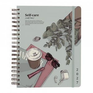 Premium Weekly Agenda 2027 Wire-o 12 Months 18Χ21,5cm BAMBINA SELF CARE CLUB by Kokonote