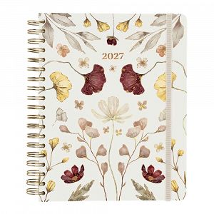 Premium Weekly Agenda 2027 Wire-o 12 Months 18Χ21,5cm BAMBINA JOUR FLORALE by Kokonote