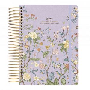 Premium Daily Agenda 2027 Wire-o 12 Months 17,5Χ21,5cm MUSE SEASONAL FLOWERS by Kokonote