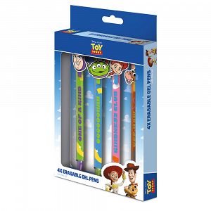 Set of 4 Erasable Gel Pen with Topper DISNEY PIXAR TOY STORY Characters