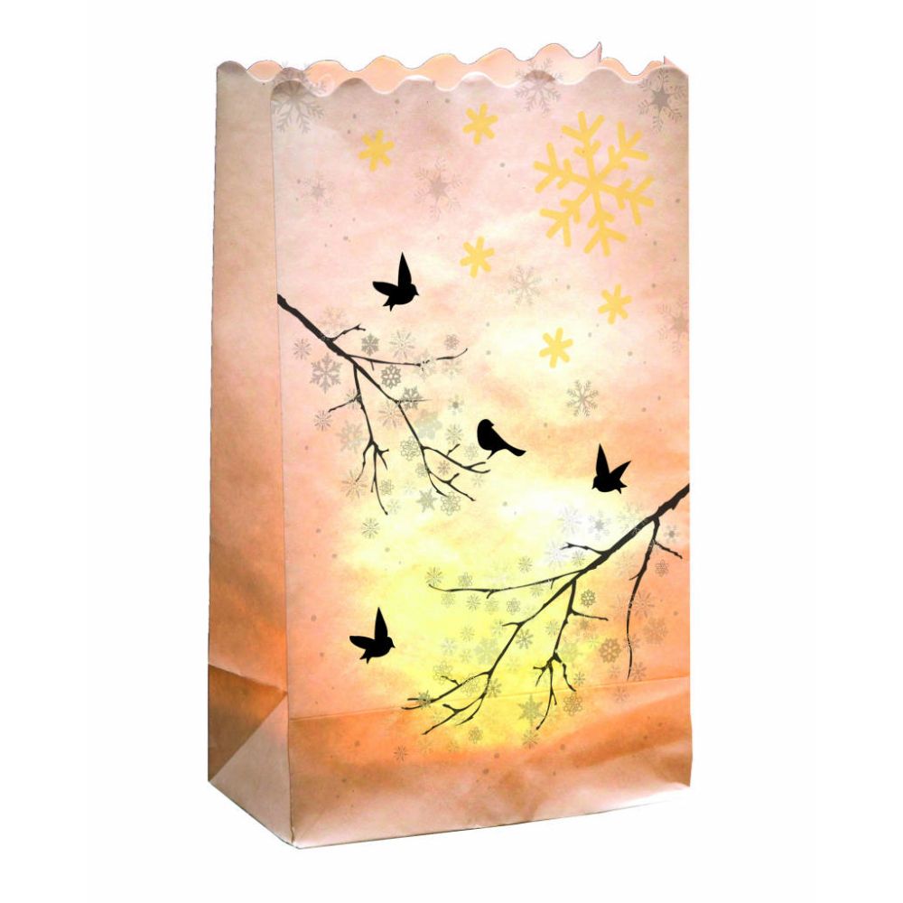 Paper tea light bags, 19x11,5x7cm, 10pcs set, Birds