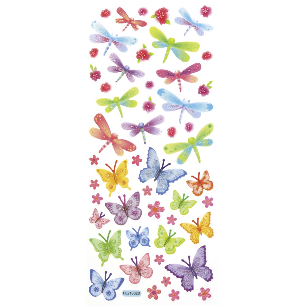 Set Glitter Stickers, 5 Sheets, 10X23 cm, DECODREAMS