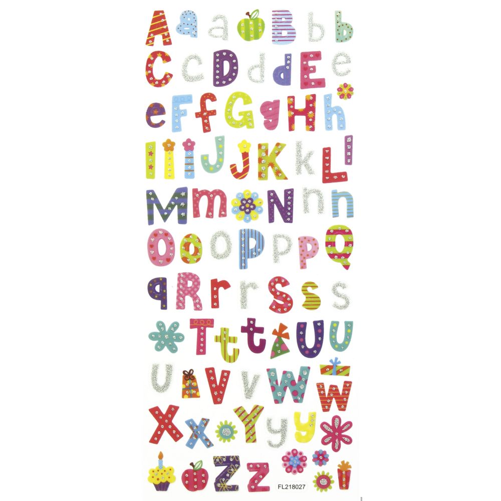 Set Glitter Stickers, 5 Sheets, 10X23 cm, DECODREAMS