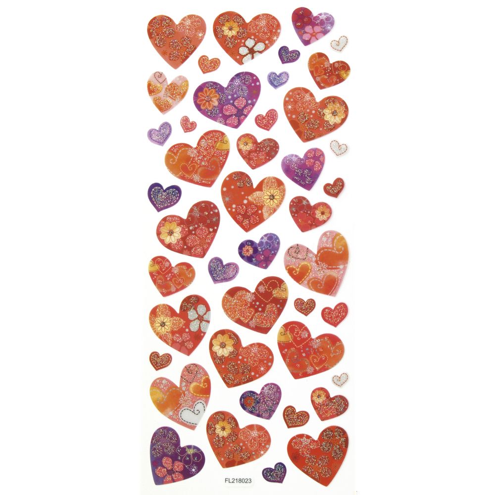 Set Glitter Stickers, 5 Sheets, 10X23 cm, DECODREAMS