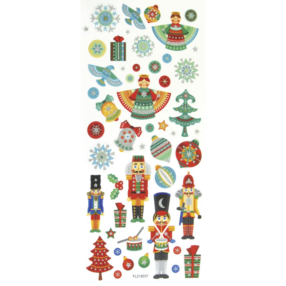 Σετ Αυτοκόλλητα με Γκλίτερ, 5 Φύλλα 10X23 εκ, CHRISTMAS