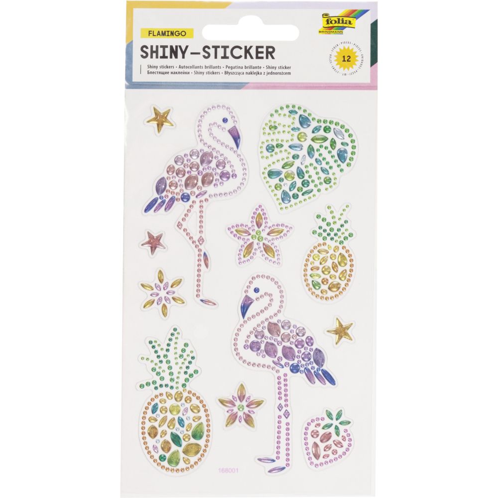 Σετ 12 Αυτοκόλλητα με Κρυσταλλάκια, 10Χ16 cm, FLAMINGO